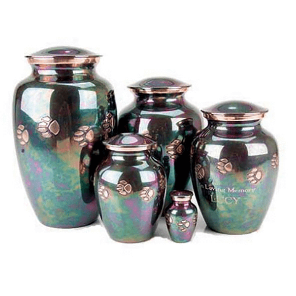 Rainbow Brass Pawprint Urn