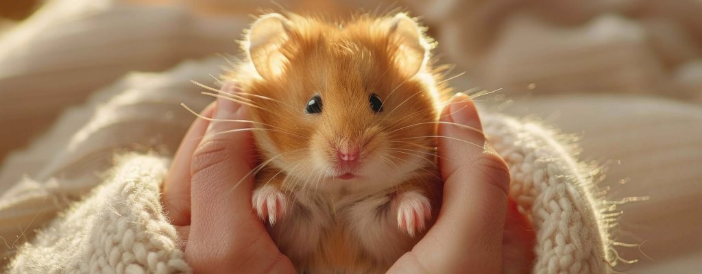 Hands of a girl in a sweater holding a cute hamster while she decides on end of life care and pet cremation services